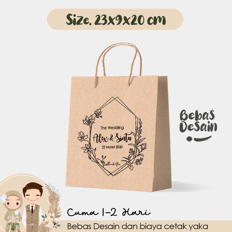 

Tas Kertas Souvenir Wedding Uk. 23x9x20 cm / Paper Bag Sovenir Kawinan / Tas Souvenir Pernikahan Bridesmaid Papper Bag Suvenir Murah