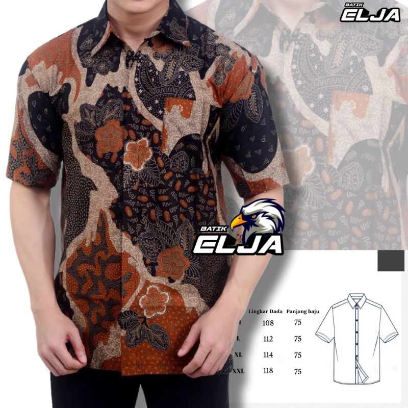 Baju Batik Pria Lengan Pendek Motif Pulau Hem Seragam Kerja Kondangan Dan Lainya