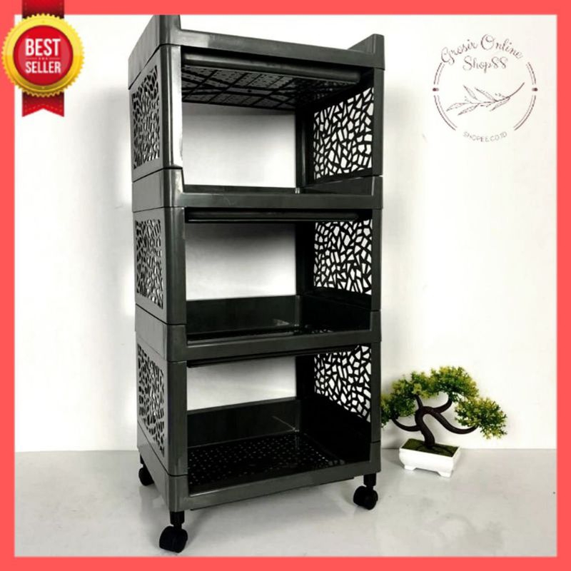 A - rak plastik 4 susun beroda RAK YOYO multifungsi rak roda 4 tingkat yoyo