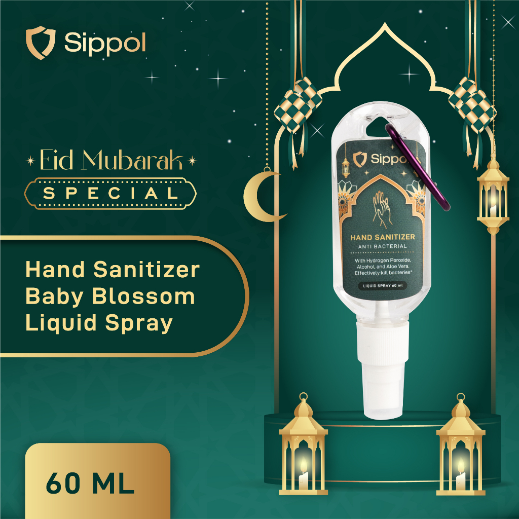 EDISI LEBARAN Sippol Hand Sanitizer Liquid 60 ml with Carabiner ( Baby blossom )