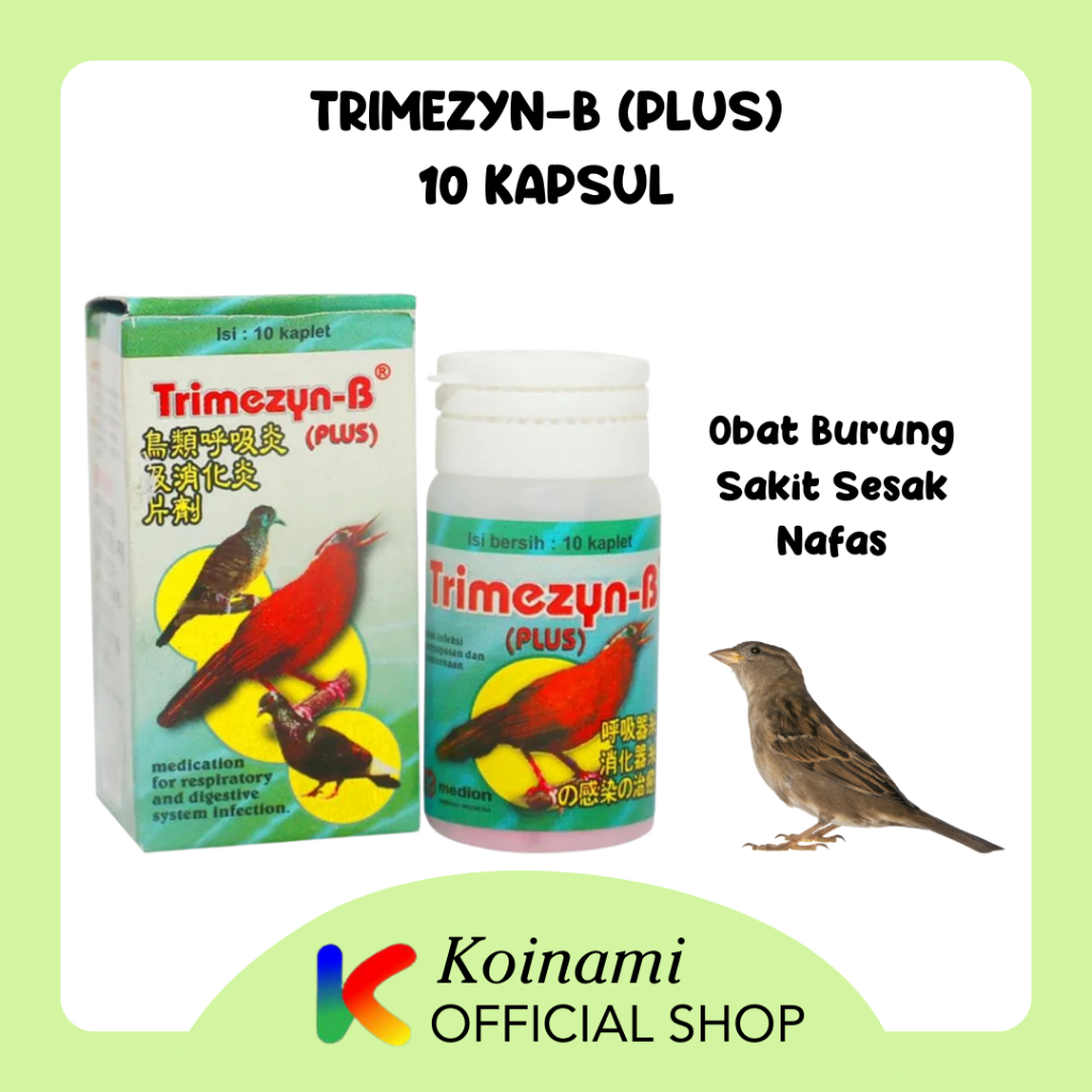 TRIMEZYN - B (PLUS) 10 Kaps / OBAT BURUNG SAKIT SESAK NAFAS / MUKA BENGKAK / MEDION