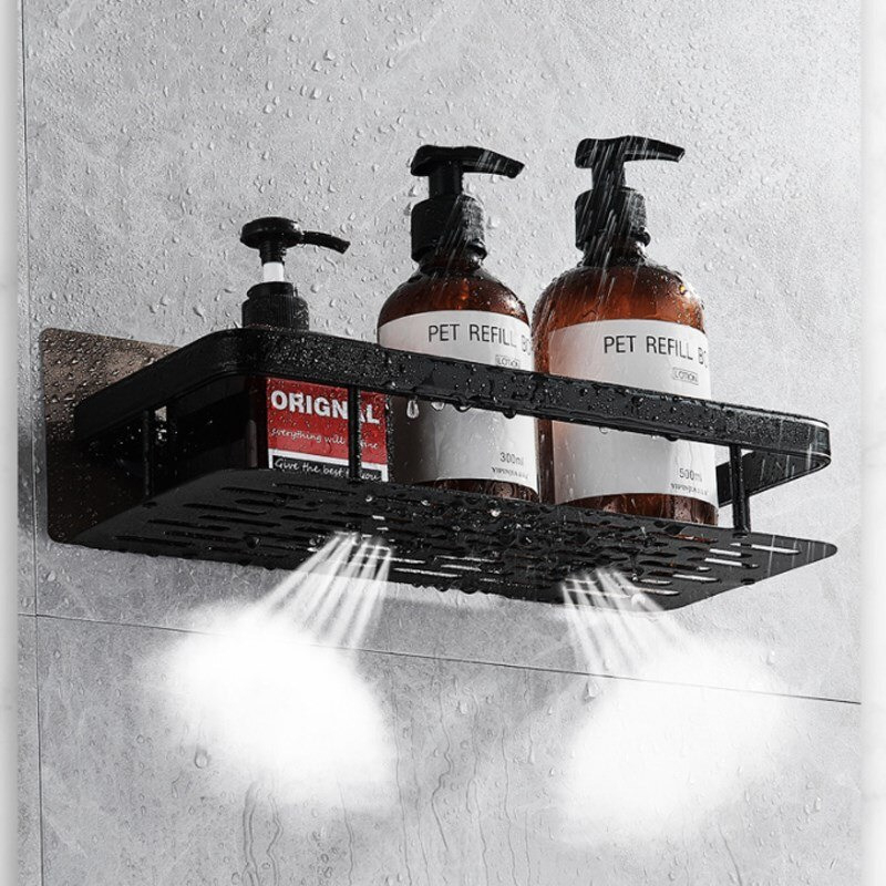 1 PCS Rak Gantung Kamar Mandi Premium Bathroom Organizer Rack wadah sabun kotak gantung gantungan bathroom elegan shampoo sabun sikat gig Aluminium - Black Gold