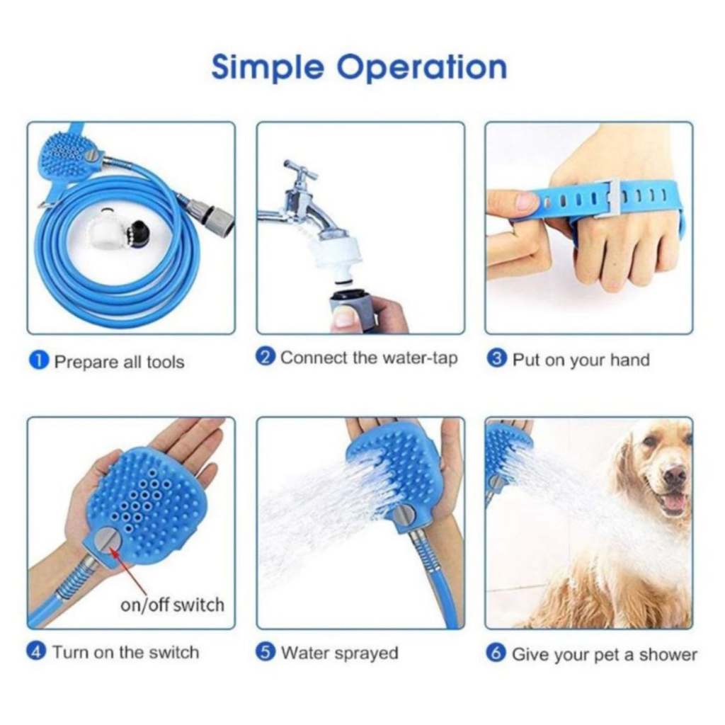 Shower Set Selang Sisir Mandi Kucing/Anjing Bathing Tool Grooming