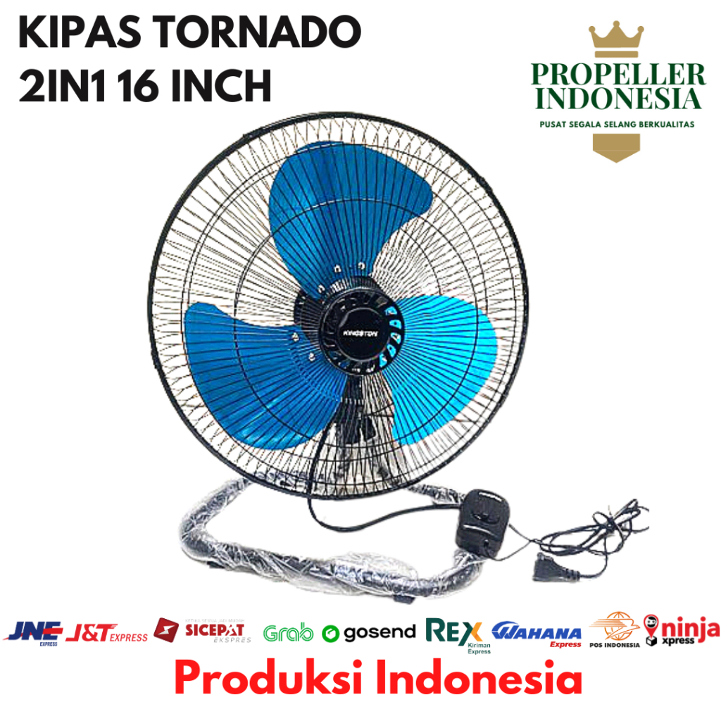 Kipas Angin Tornado Besi 2in1 16Inch dan 17Inch Desk Fan Wall Fan Kipas Dinding