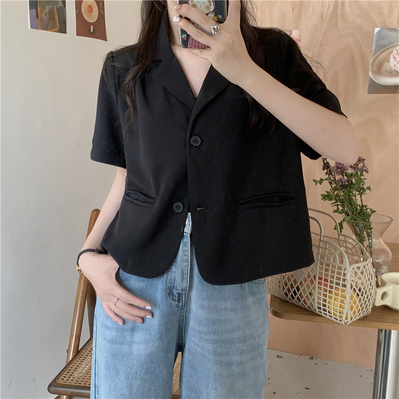 blazer wanita korea import loose casual crop jaket wanita