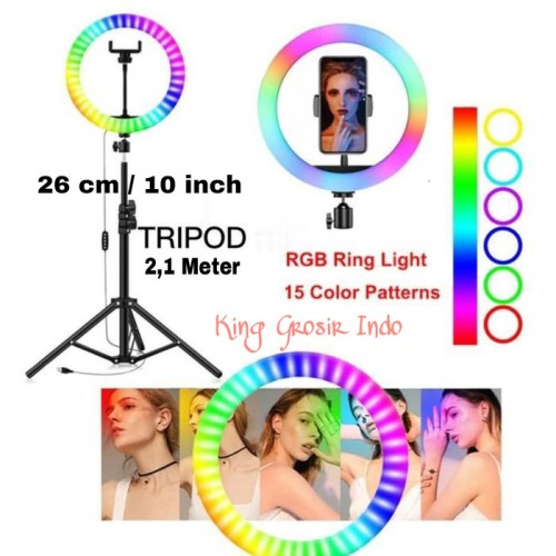 Paket Ringlight RGB 26cm + Tripod 2.1M