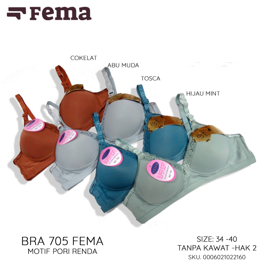FEMA Official Shop Ecer 1 pcs Bh Bra 705 Pori Renda