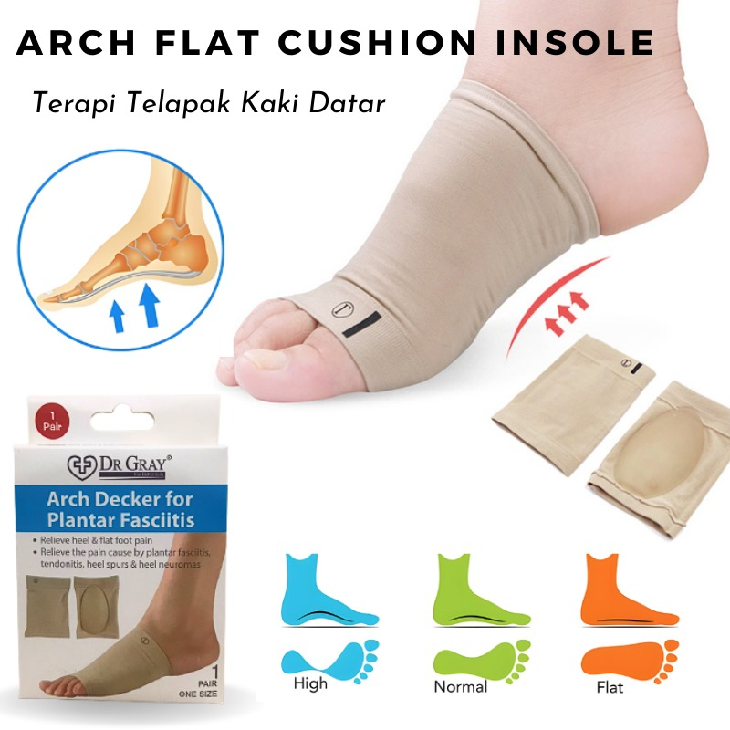 1 Pasang Bantalan Tumit / Kaos Kaki Terapi Pelindung Telapak Kaki Datar Insole Silikon - Foot Arch Decker For Plantar Fasciitis / Arch Support Pad Gel