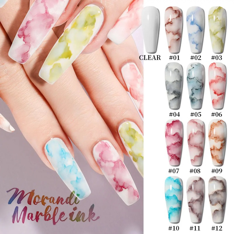 AS Morandi Blooming Gel Nail Polish Magic Water Color Blossom Marble ink Soak Off UV Gel Varnish