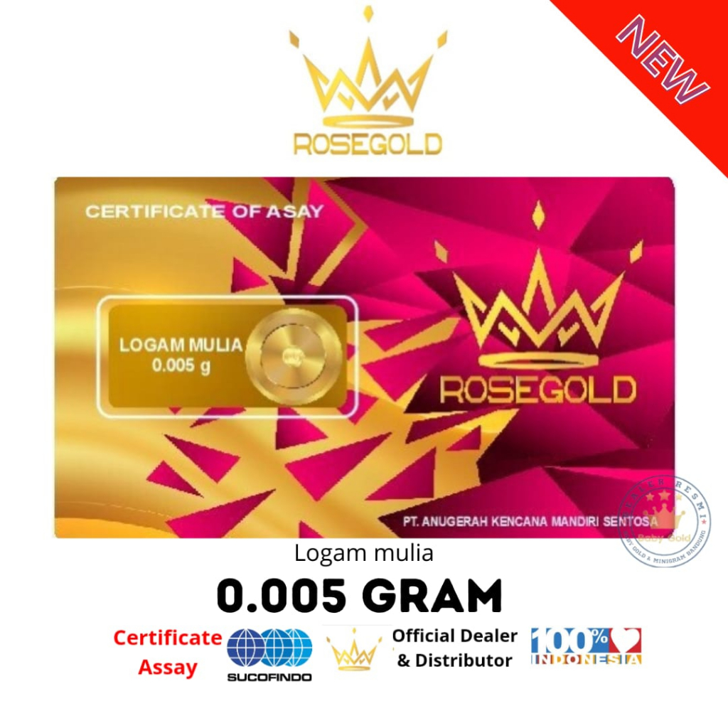 ROSE GOLD 0.005 GRAM LOGAM MULIA EMAS MINI