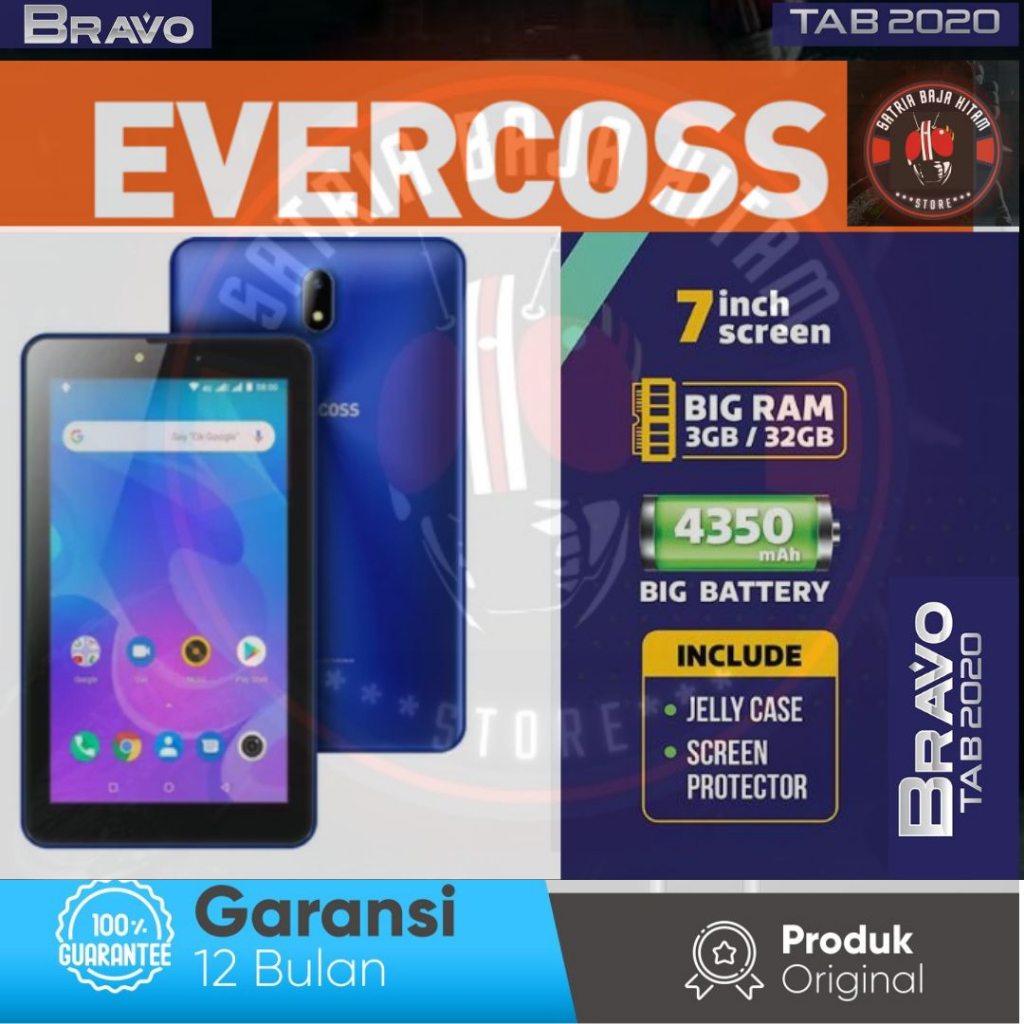 TABLET EVERCOSS BRAVO TAB 2020- WIN TAB - RAM 3GB-ROM32GB -GARANSI RESMI