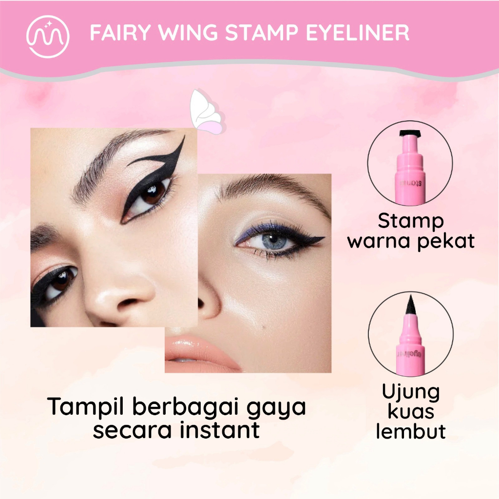 MINIPINK Stamp Eyeliner Spidol 2 In 1 Waterproof  Kosmetik Pensil Mata Fairy Wing  MP018