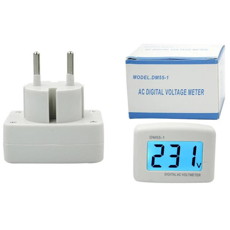 IMPOR VOLTMETER DM55-1 AC VOLT METER 220V PLUG EU ALAT UKUR TEGANGAN LISTRIK TINGGAL COLOK LAMPU TIDUR