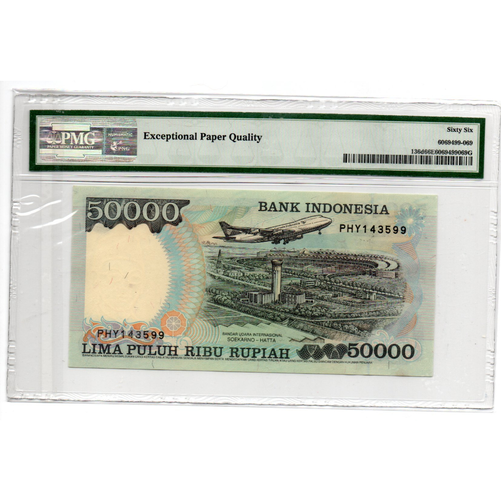 Uang Kuno Indonesia Soeharto Suharto 50000 Rupiah 1995 1998 PMG 66