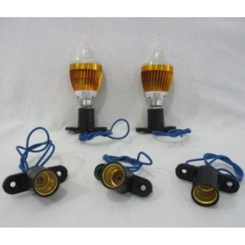 Visalux Fitting E14 Lampu Hias Plafon - Fitting Lampu E14 Candle Plus Kabel - Fitting Lampu Lilin E1