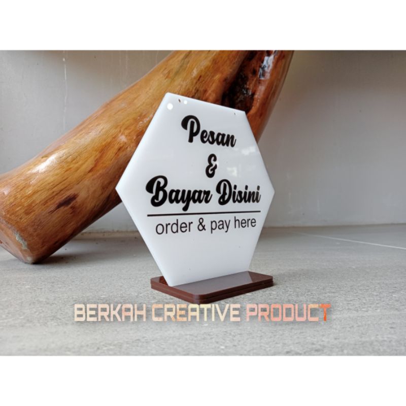 sign penanda meja order dan bayar disini full akrilik