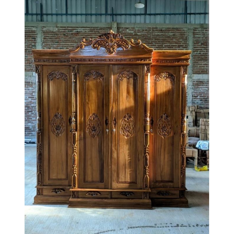 lemari rahwono pintu 4 /lemari cinta pintu 4/lemari peluru pintu 4 /lemari jati jepara