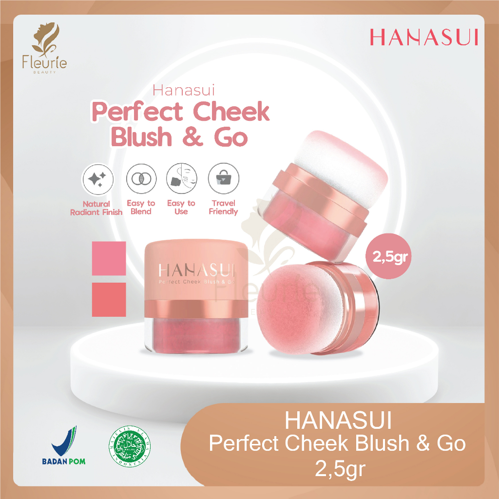 Hanasui Perfect Cheek Blush &amp; Go - Blush On Shimmer Natural 2.5gr Original BPOM