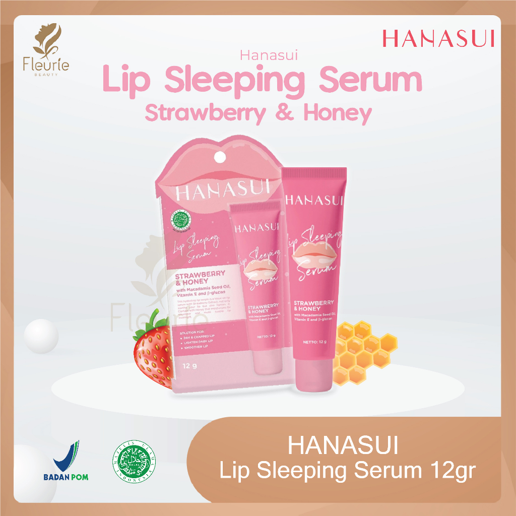 HANASUI Lip Sleeping Serum Strawberry &amp; Honey 12gr - Lip Serum Hanasui Halal Original BPOM