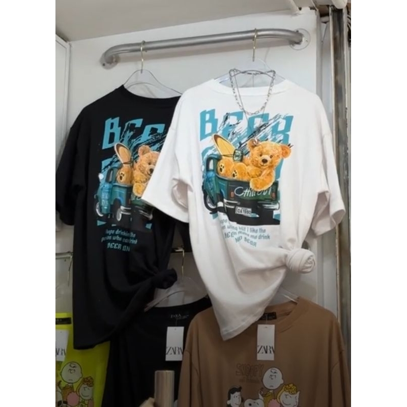 Top/Kaos oversize dewasa import bangkok tag#Zara bahan katun super premium-Bear