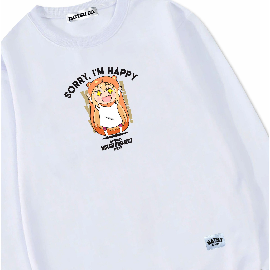 Natsu project Sweater Crewneck UNISEX Pria Wanita UMARU CHAN WHITE