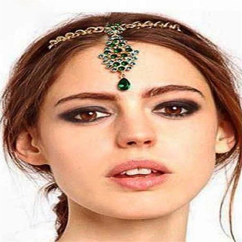 BIN-12 Headchain bindi hiasan dahi ala india headpiece hindi hiasan kepala rambut wanita india