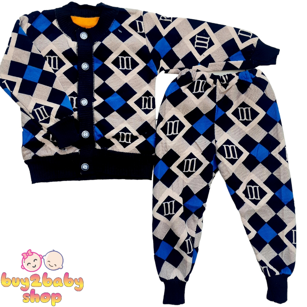 Setelan panjang sweater cardigan bahan bludru Premium Halus dan Lembut bayi s.d 2 Tahun 1 PCS