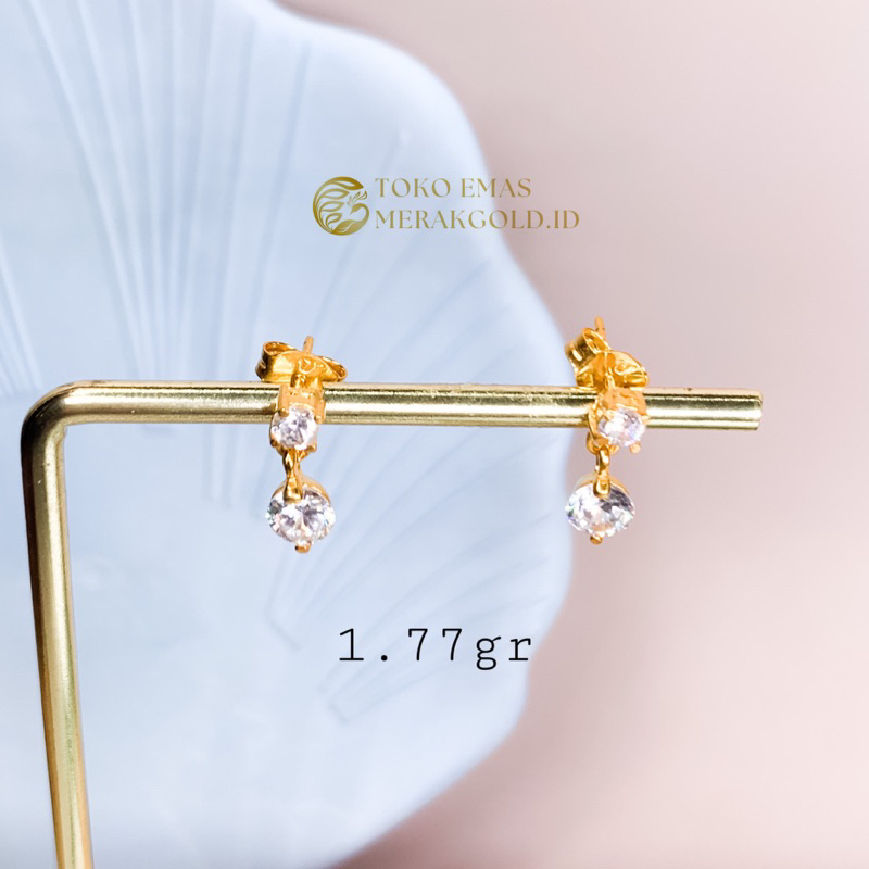 Anting Emas Asli Anting Tusuk Nagita Slavina Diamonds Looks Tetes Tusuk Teardrop‼️Emas Kadar 700