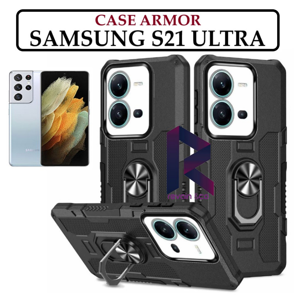 Case Armor SAMSUNG GALAXY S21 ULTRA Iring Cincin Magnetic Kesing Hp Protect kamera Premium Hard Case Standing Robot Pelindung Kamera