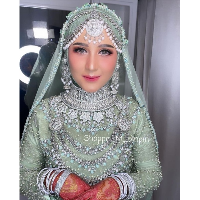 bridal set / acc india set / jodha set Set Wedding / Kalung india Jodha Gold  Kalung Pengantin India