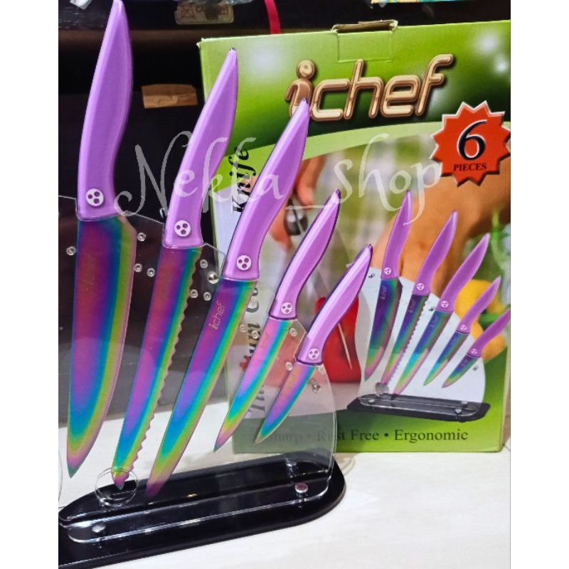 Pisau Set Titanium Rainbow 6 in 1 Ifa ICHEF IFA COOKWARE Pisau Dapur Set