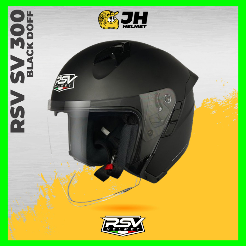Helm RSV SV 300 Solid Black Matte | Black Doff | Helm Half Face | Double Visor | JUAL HELM