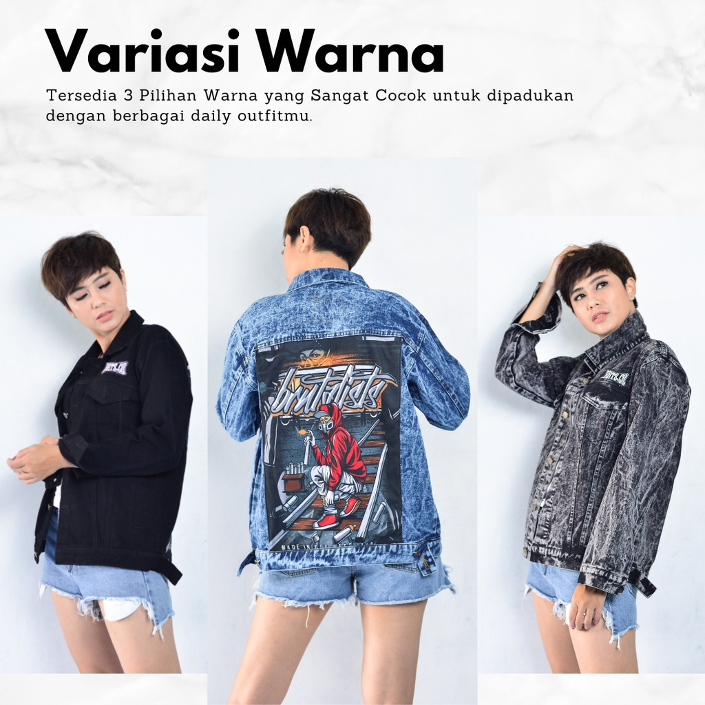 Jaket Jeans Pria Denim Full Printing Motif BRTLSTS Casual Distro Tebal Keren Trendi B06