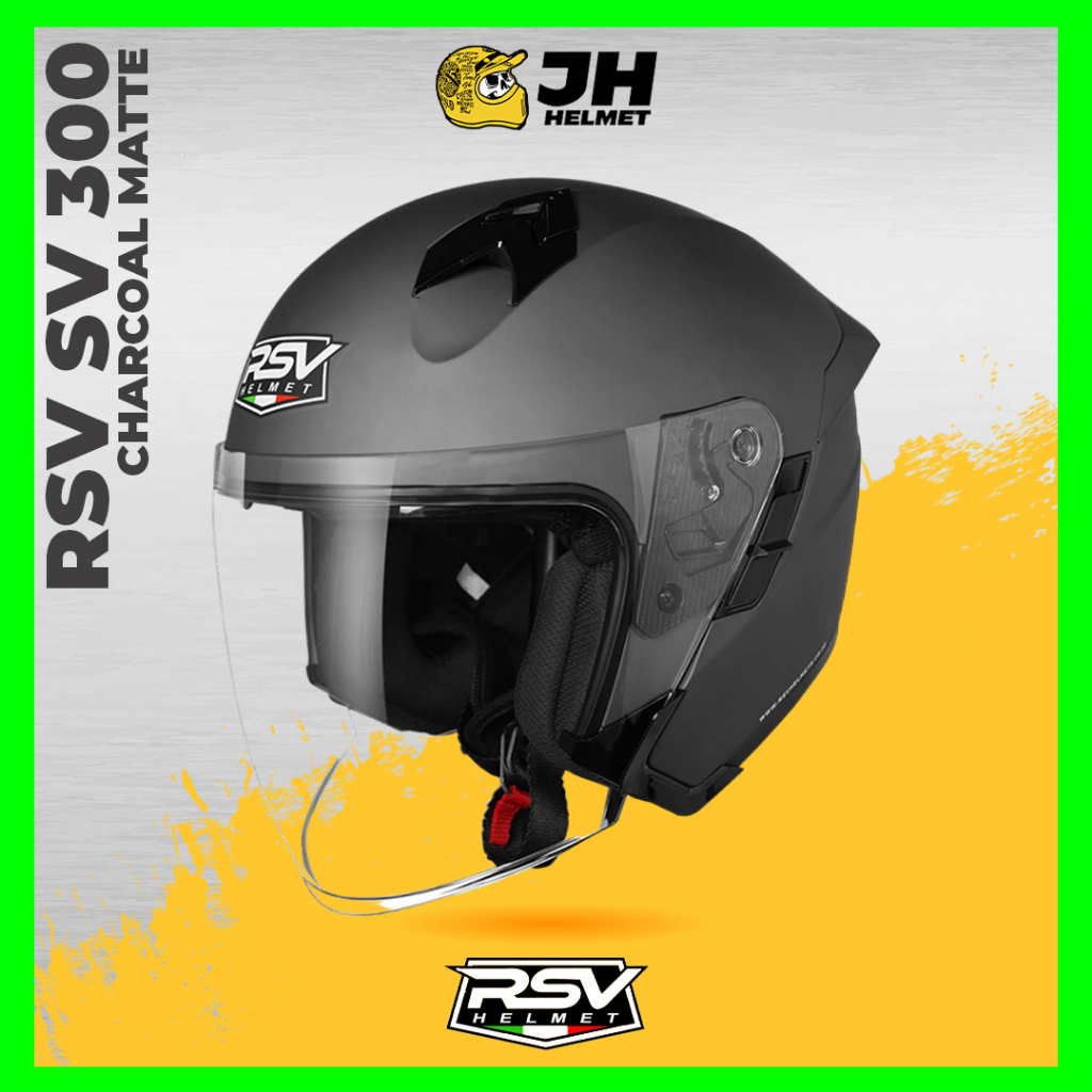 Helm RSV SV 300 Solid Charcoal Matte | Charcoal Doff | Helm Half Face | Double Visor | JUAL HELM