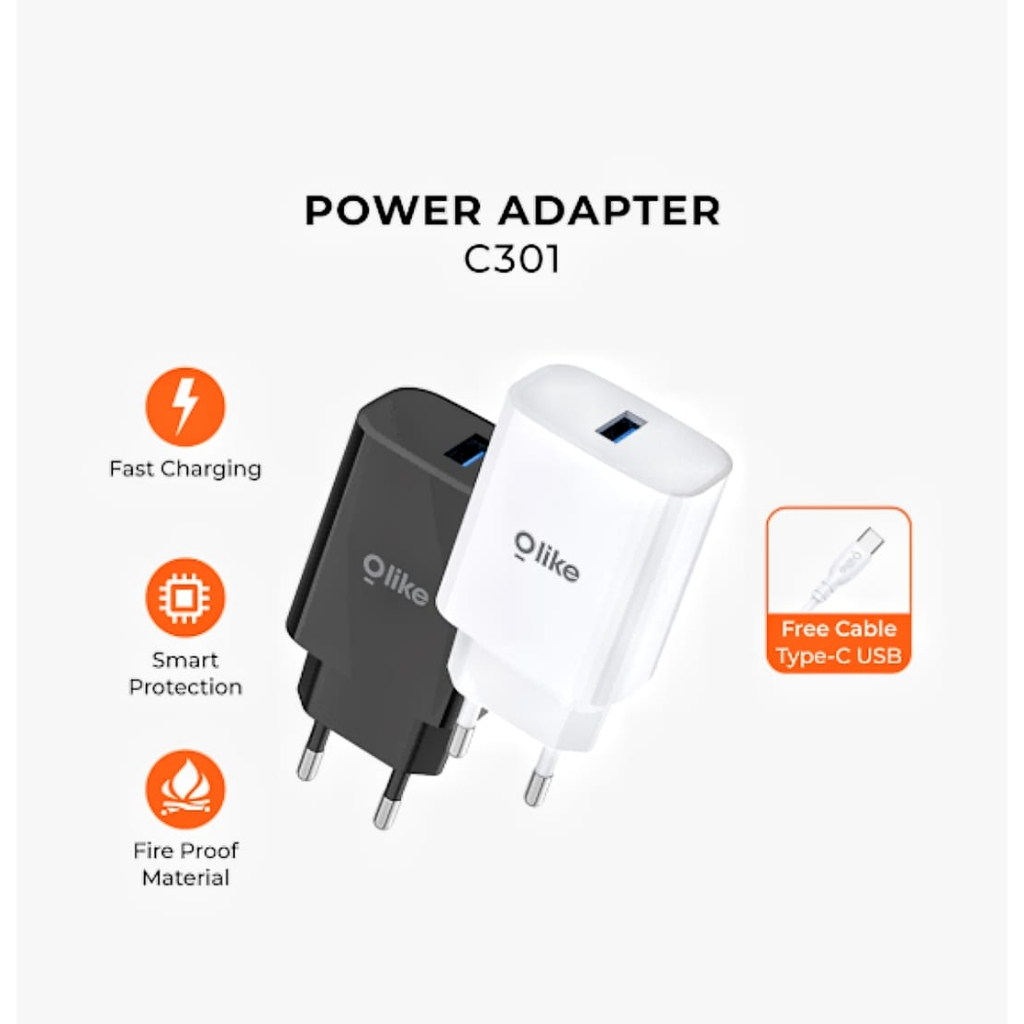 OLIKE KEPALA CHARGER 18W USB ADAPTER FAST CHARGING KABEL TYPE C C301