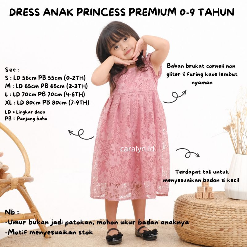 PREMIUM DRESS BRUKAT PESTA CANTIK ANAK PRINCESS 0-9 TAHUN PAUD SD