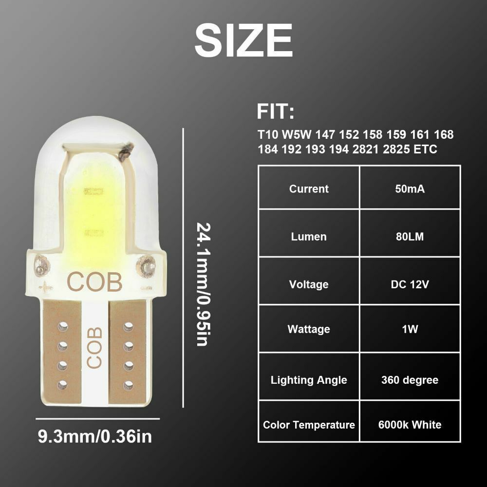 Lampu LED T10 COB 194 168 Kristal Crystal Jelly Silicon Senja Sein Sen Plat Mobil Motor