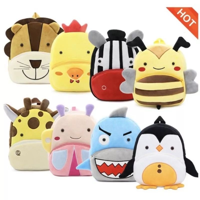 Tas Ransel Anak Karakter Binatang Halus Untuk PAUD dan TK | Tas Sekolah Kakoo Boneka Motif Animal