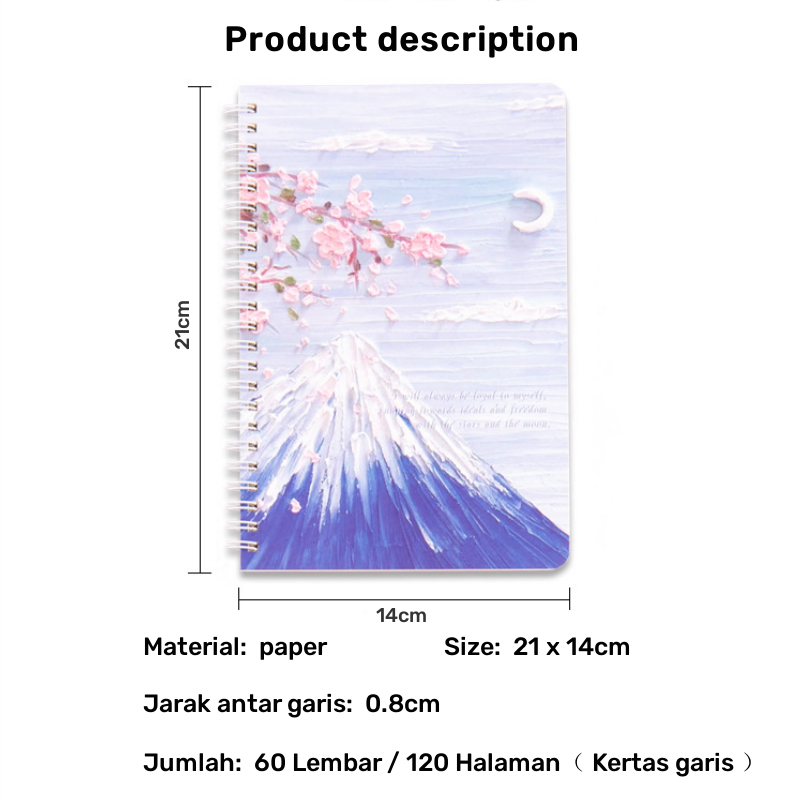 

Buku tulis spiral A5 lucu Ring motif cantik Notebook loose-leaf A5 60 lembar Buku catatan kecil