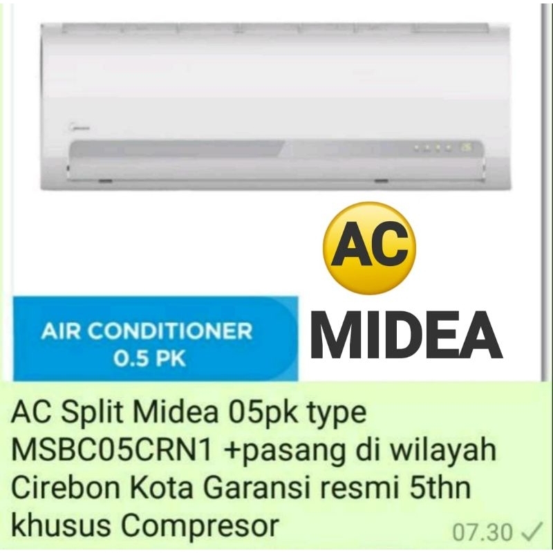 AC MIDEA 0,5PK PLUS JASA PASANG UNTUK KOTA CIREBON