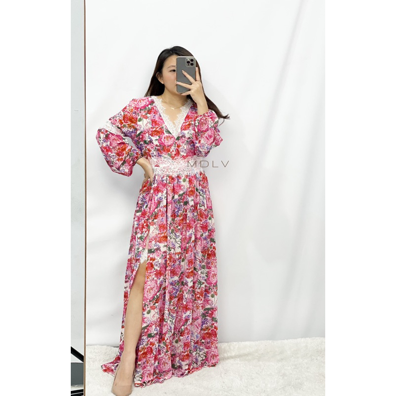 MDLV ~ 97760# Pomponella Slip Maxi Dress