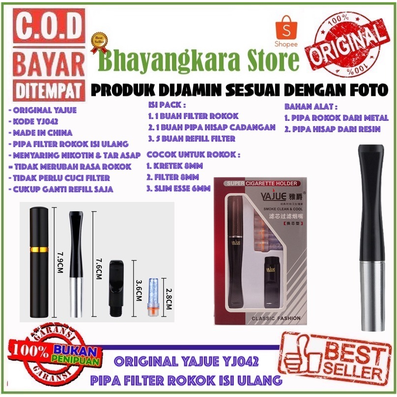 IMPOR YAJUE YJ042 PIPA FILTER SARING RACUN ASAP ISI ULANG KHUSUS 8MM SLIM 6MM
