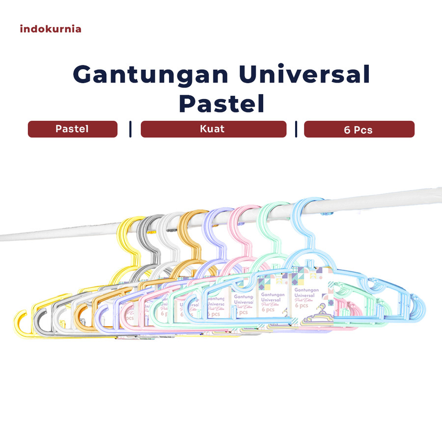 IK - 6PCS GANTUNGAN BAJU UNIVERSAL PASTEL MACARON LAUNDRY HANGER MURAH