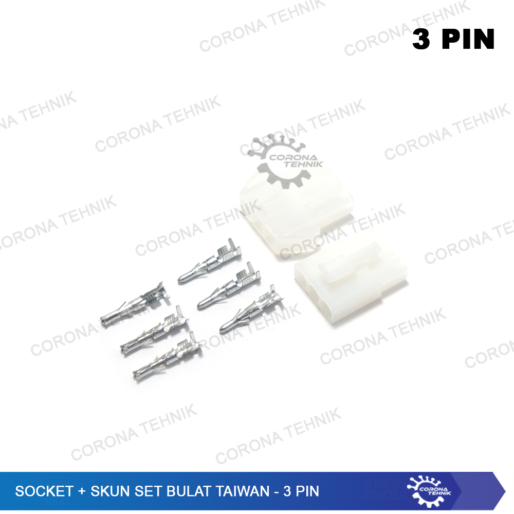 Socket + Skun Set Bulat Taiwan - 3 Pin