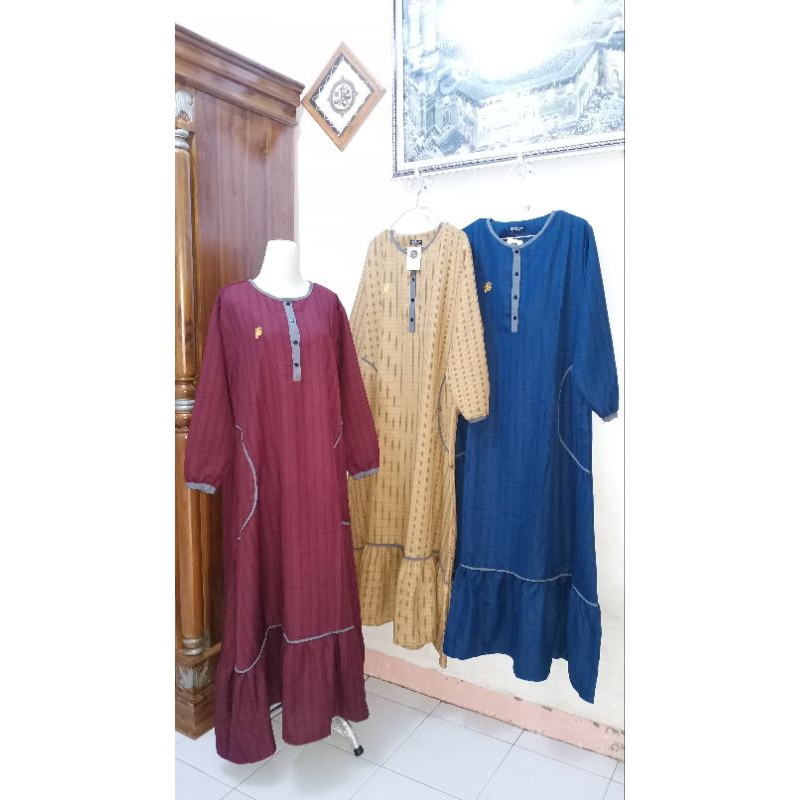 Gamis Diana Denim Motif Kotak
