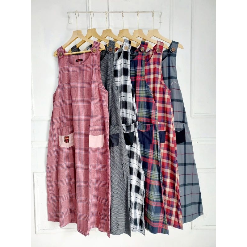 Overall Flanel KOTAK KOTAK by JEVANNI//Overall Simple//Inner Kota Motif//Dress Tartan