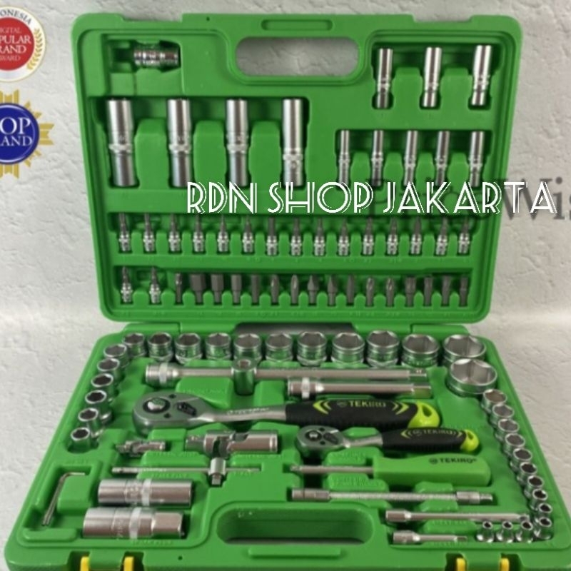 Kunci shock sok socket set 94 pcs Stang 1/4 + 1/2 inch 4-32 mm Dr 6 PT Original Tekiro
