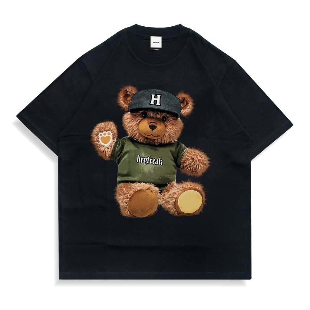 Heyfreak T-shirt Oversize Shendy Black / Kaos Heyfreak hitam Teddy Bear  Original / T-shirt Pria / K