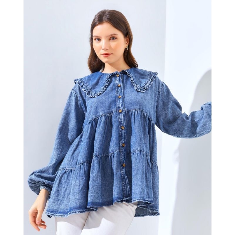 DENORA DENIM BLOUSE - BLOUSE DENIM - BLOUSE JEANS