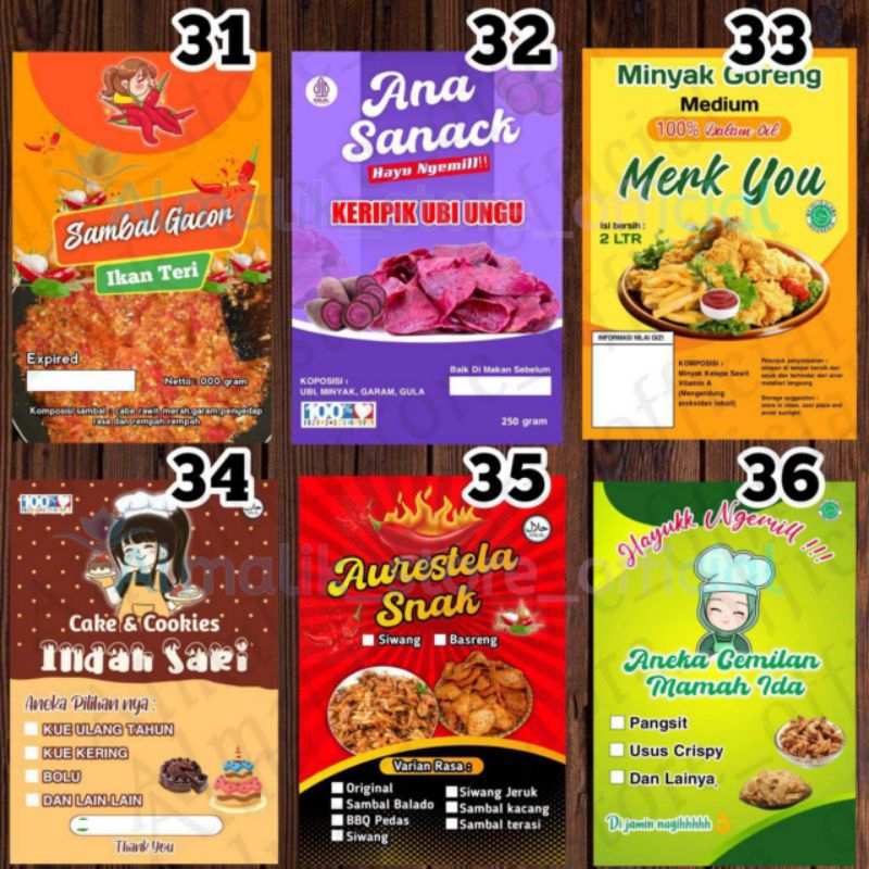 

Sticker label custom logo makanan a3 fee desain label nama makanan usaha olshop toples botol box